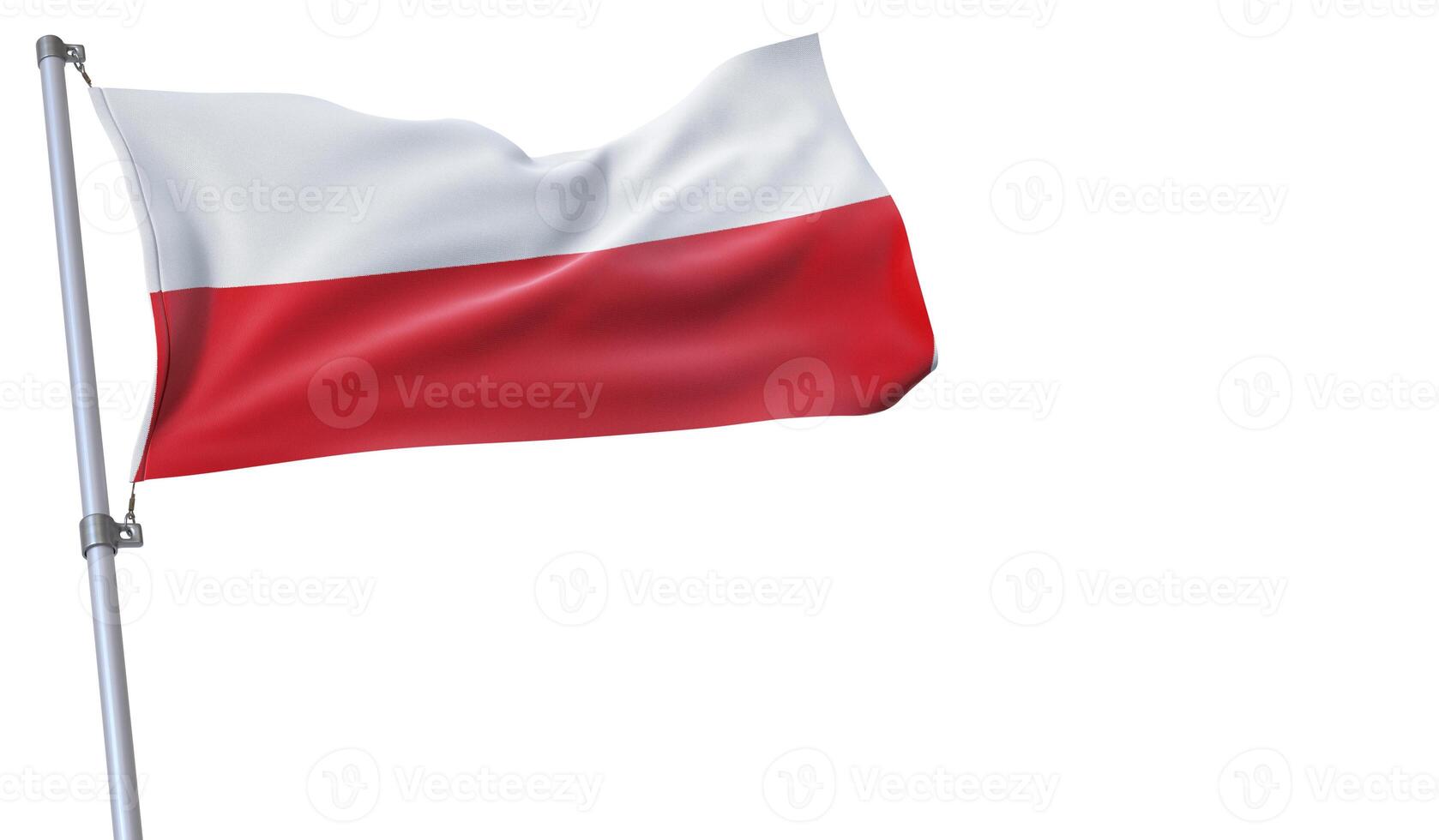 a flag is waving in the wind of Poland on a white background photo