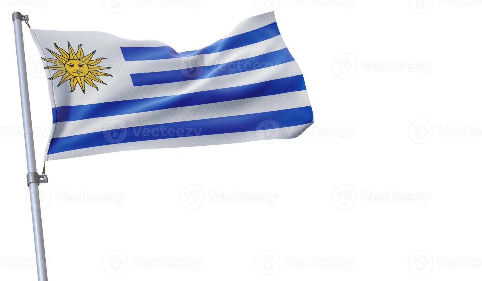 a flag is waving in the wind of Uruguay on a white background photo