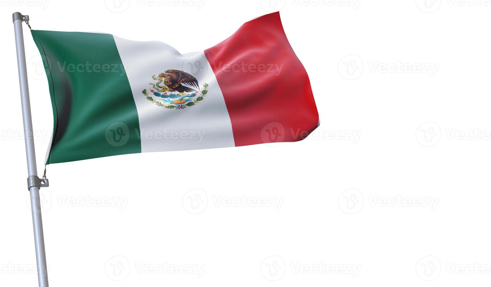 a flag is waving in the wind of Mexico on a white background photo