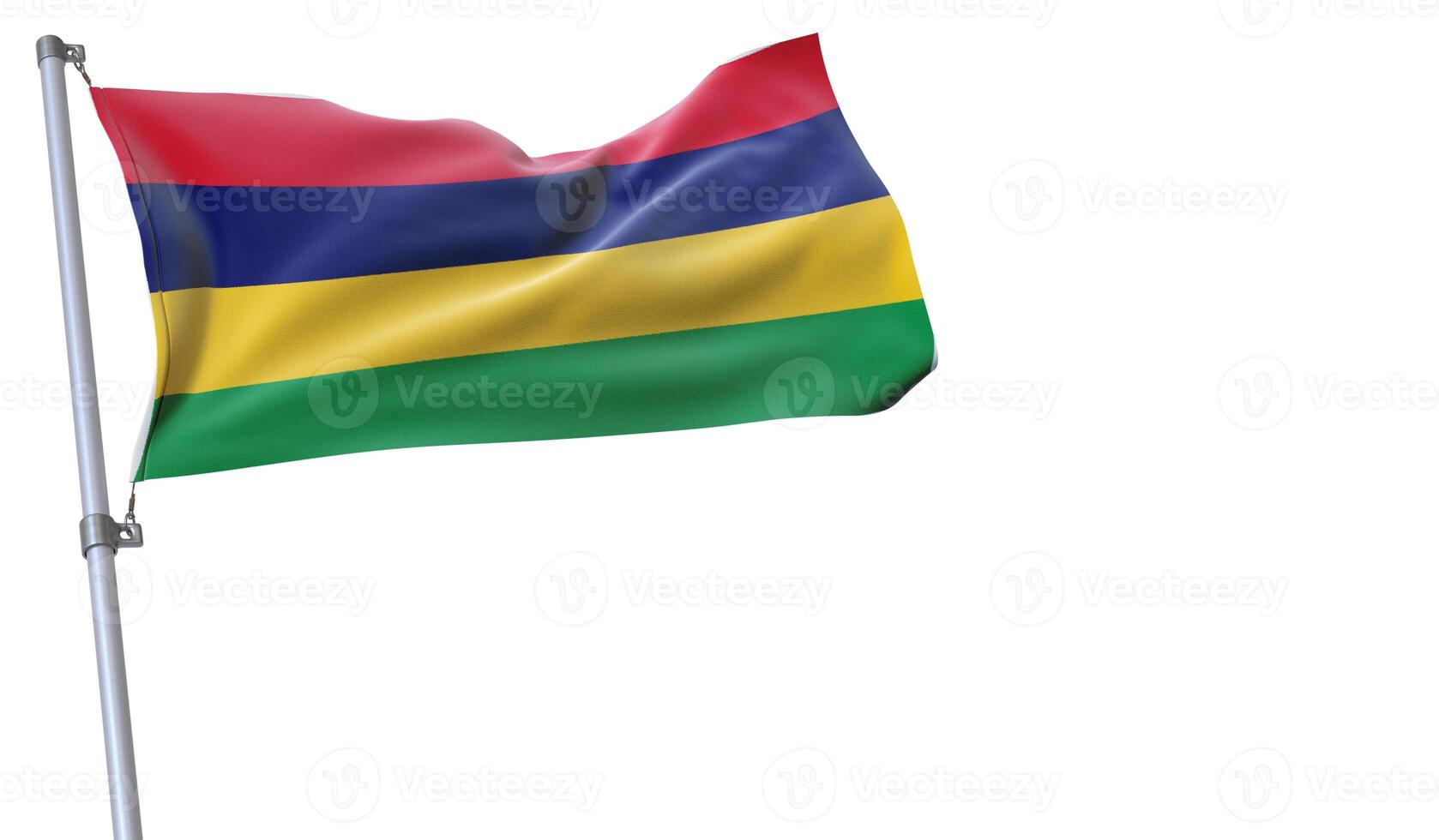 a flag is waving in the wind of Mauritius. on a white background photo
