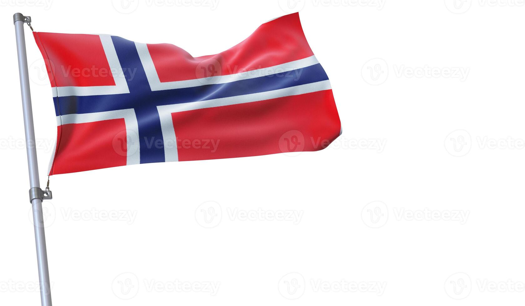 a flag is waving in the wind of Norway on a white background photo