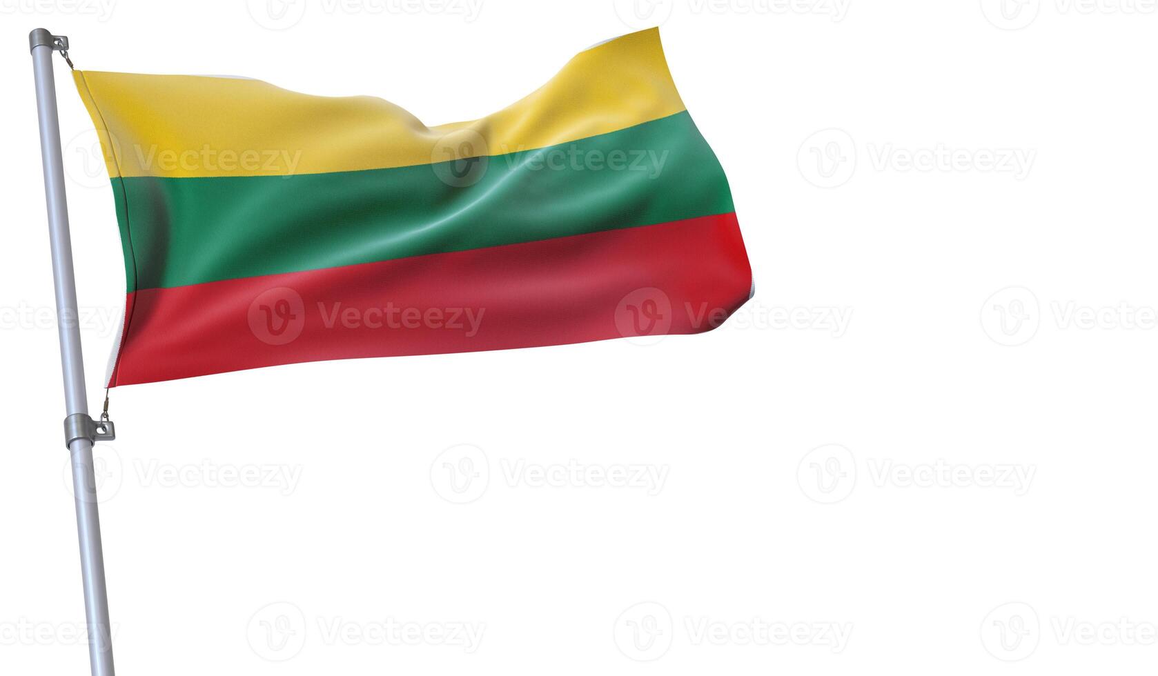 a flag is waving in the wind of Lithuania on a white background photo