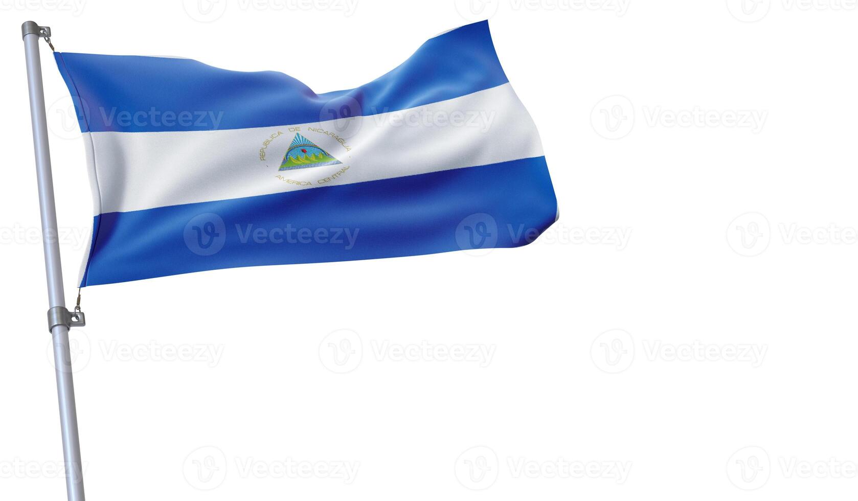 a flag is waving in the wind of Nicaragua on a white background photo