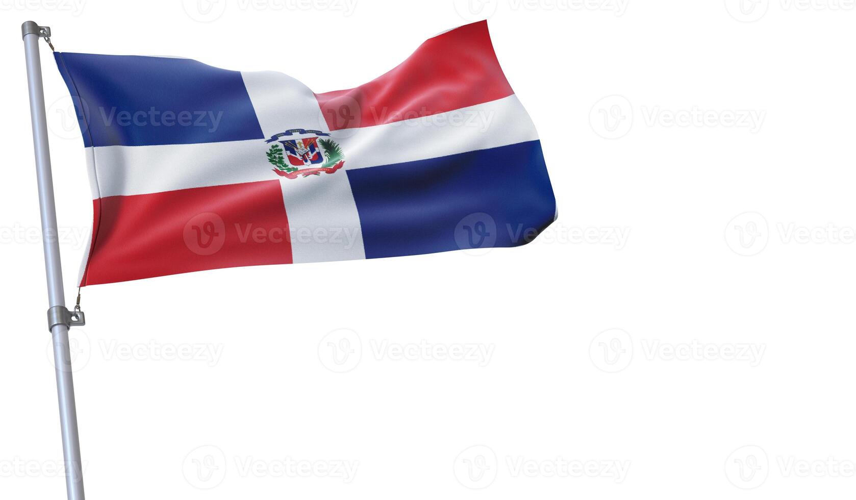 a flag is waving in the wind of Dominican Republic on a white background photo