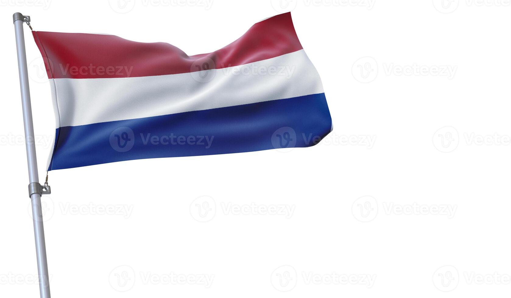 a flag is waving in the wind of Netherlands on a white background photo