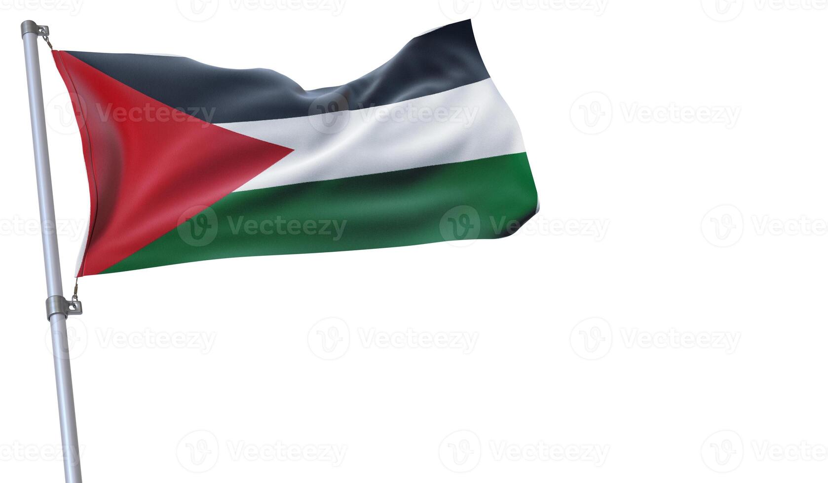 a flag is waving in the wind of Palestine on a white background photo