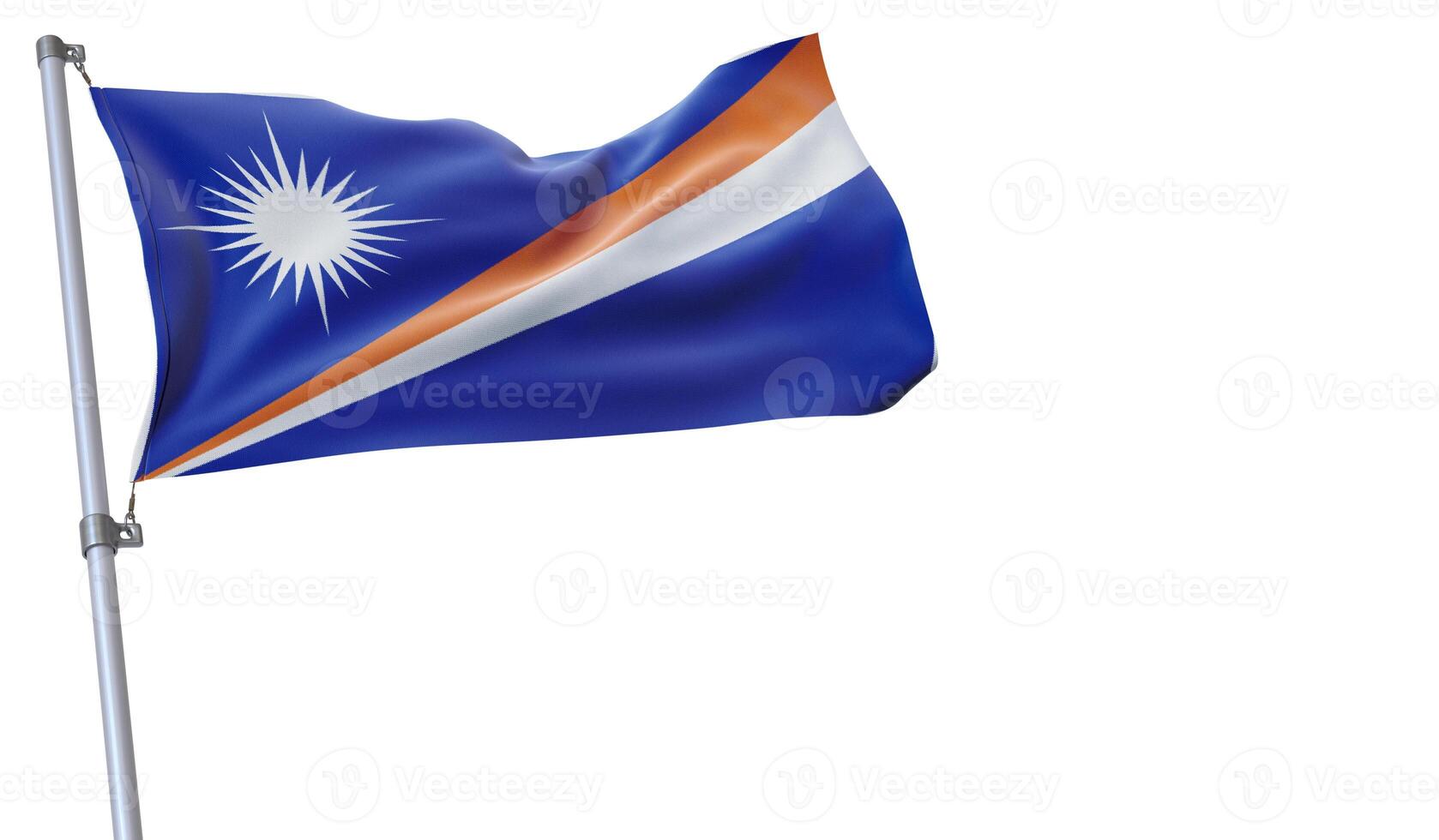 a flag is waving in the wind of Marshall Islands. on a white background photo