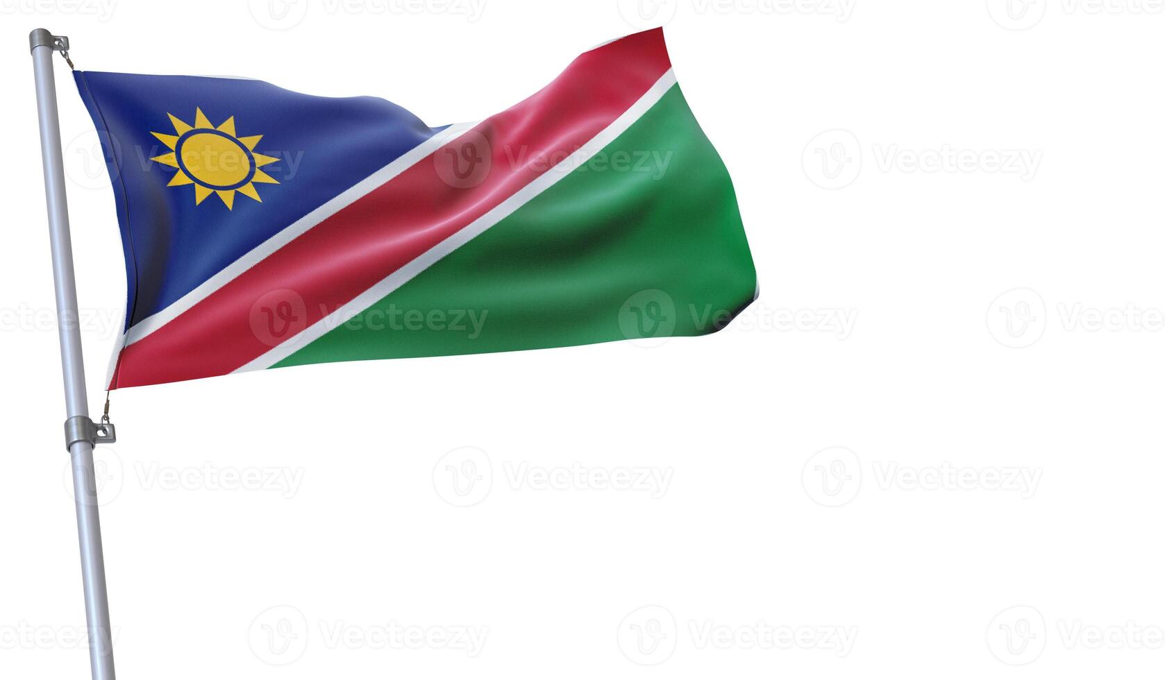 a flag is waving in the wind of Namibia on a white background photo