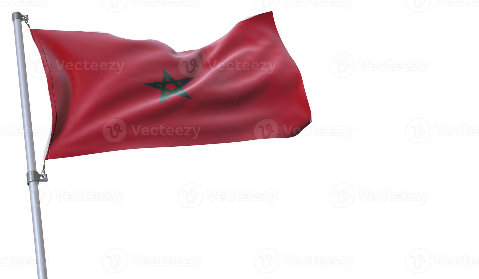 a flag is waving in the wind of Morocco on a white background photo