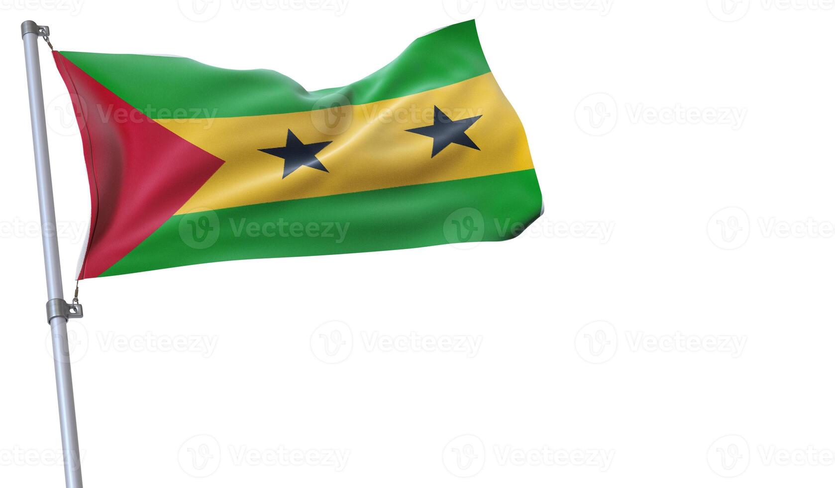 a flag is waving in the wind of Sao Tome and Principe on a white background photo