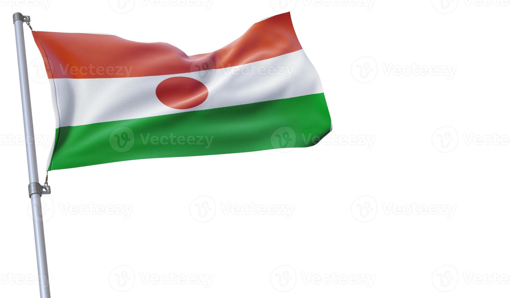 a flag is waving in the wind of Niger on a white background photo