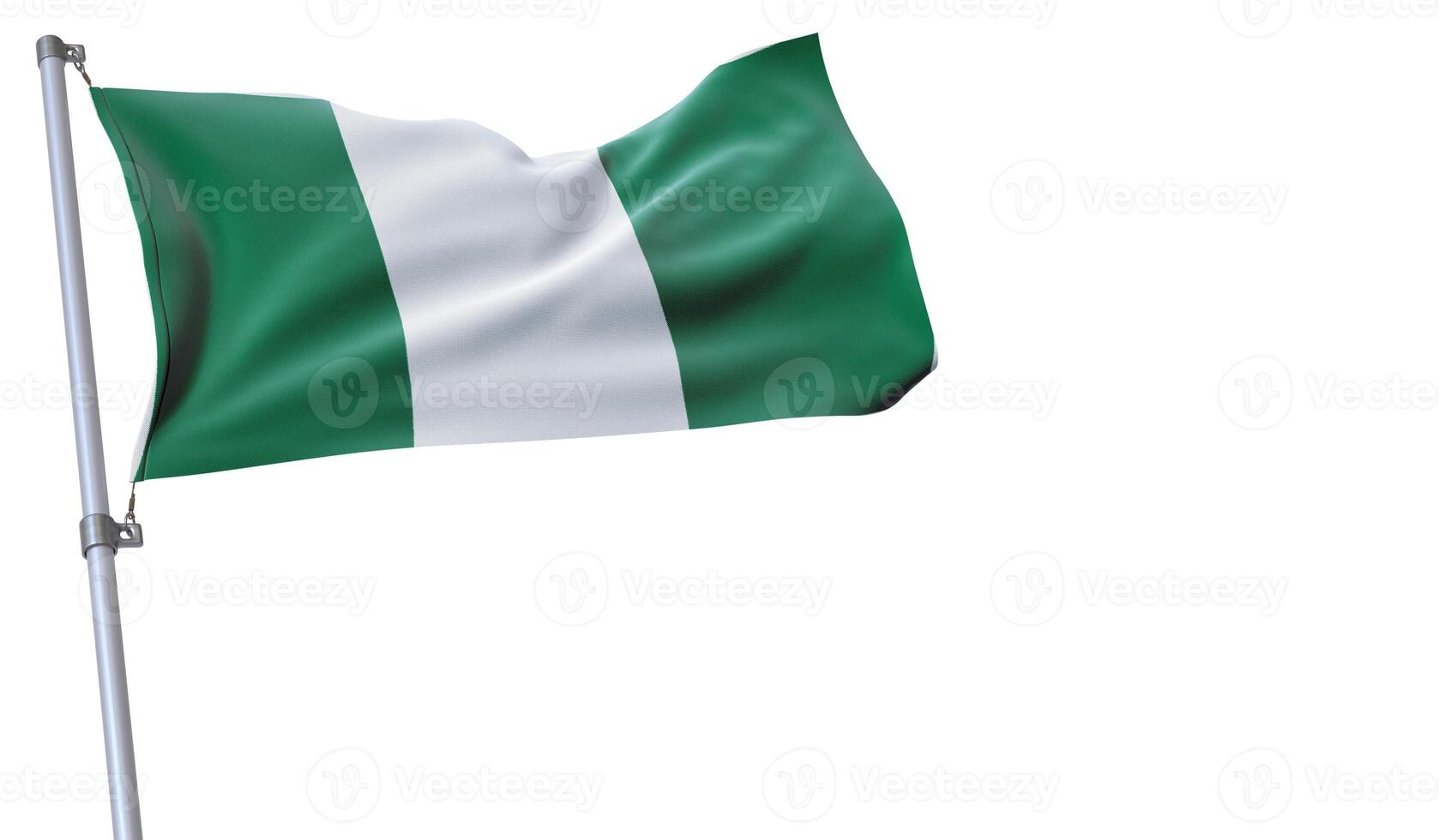 a flag is waving in the wind of Nigeria on a white background photo