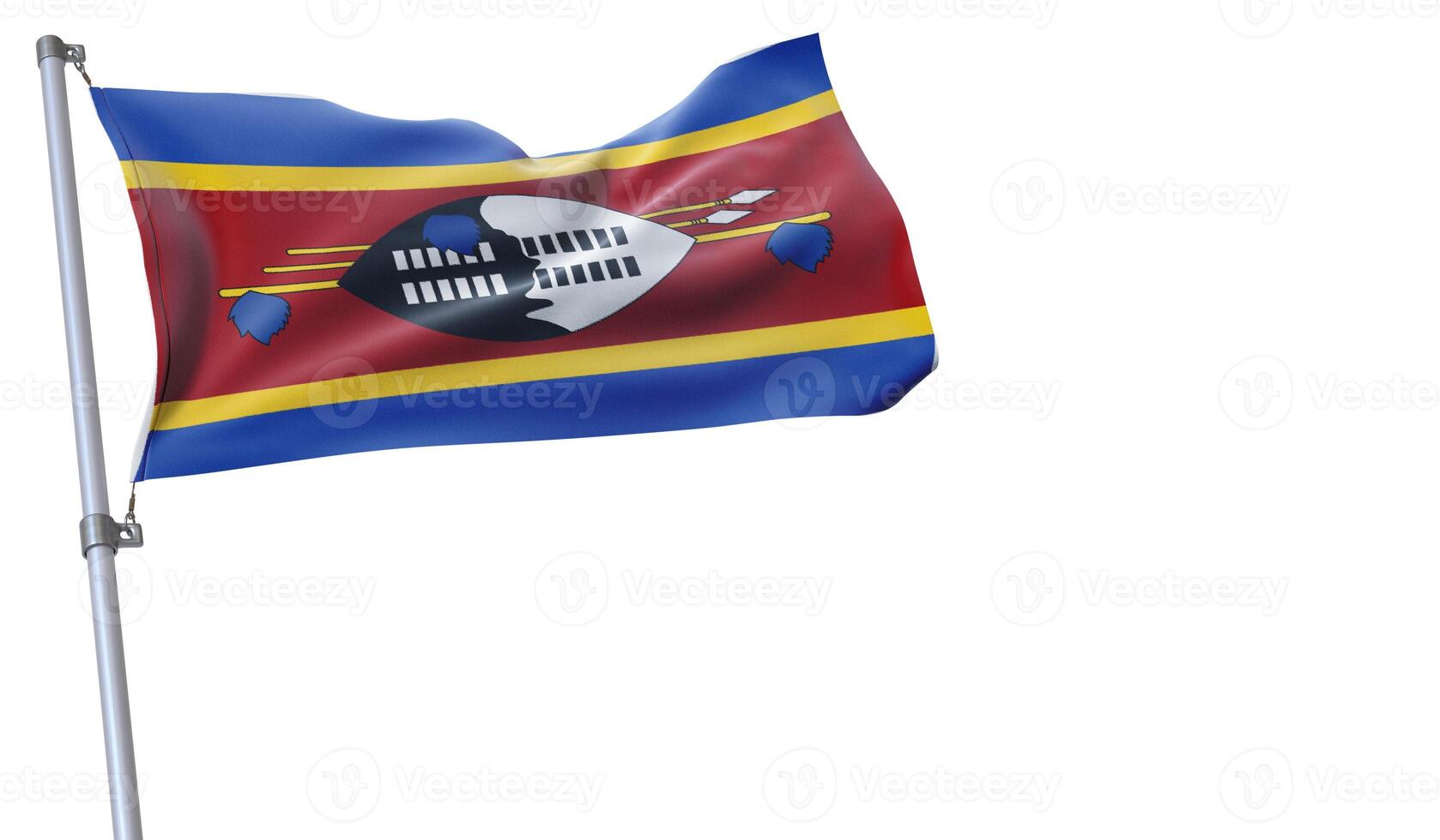 a flag is waving in the wind of Swazilend. on a white background photo