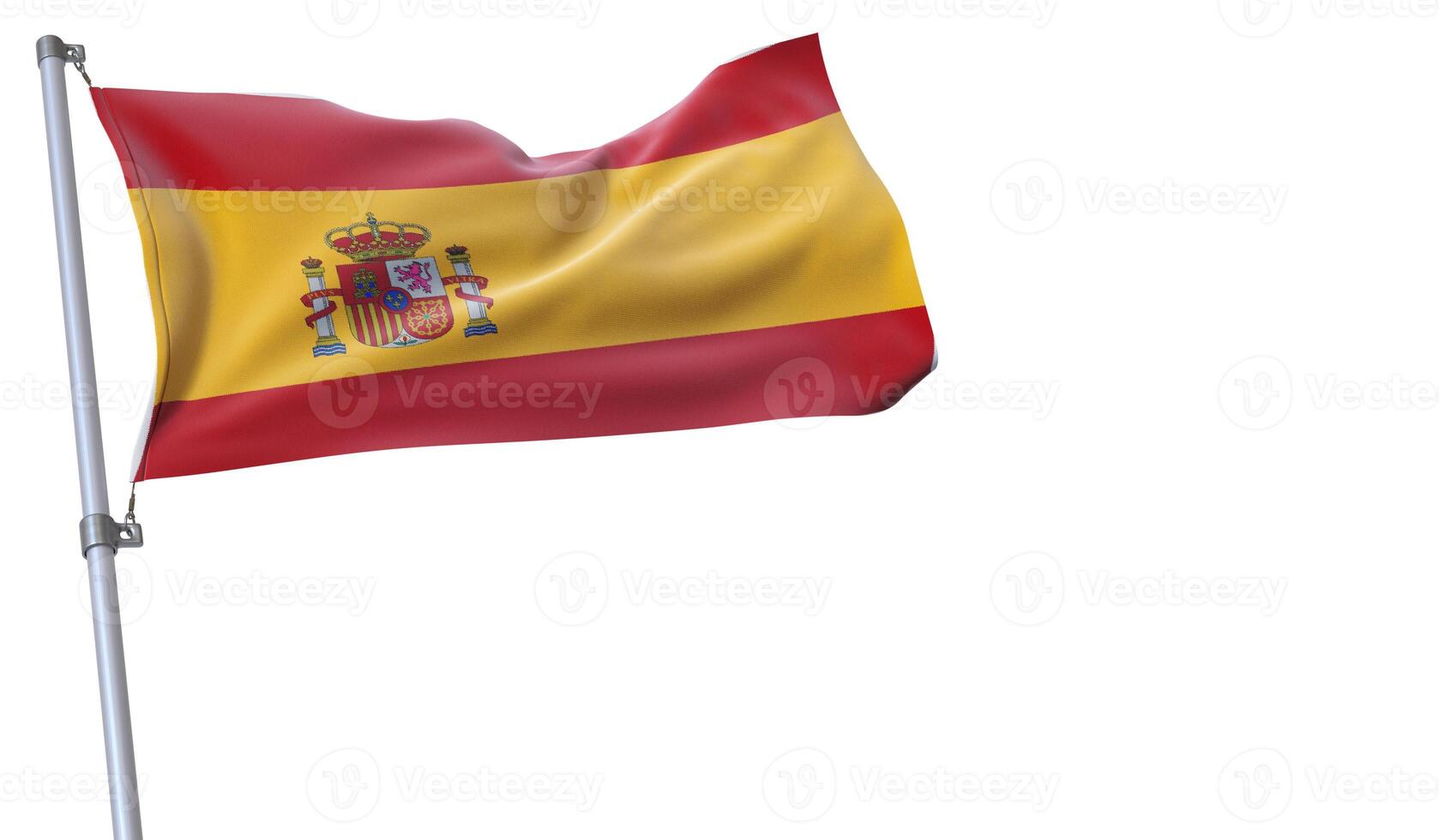 a flag is waving in the wind of Spain on a white background photo