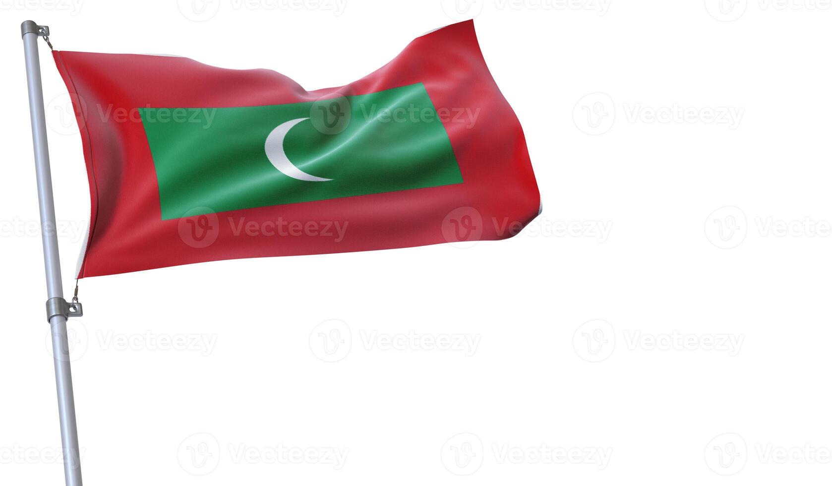 a flag is waving in the wind of Maldives on a white background photo