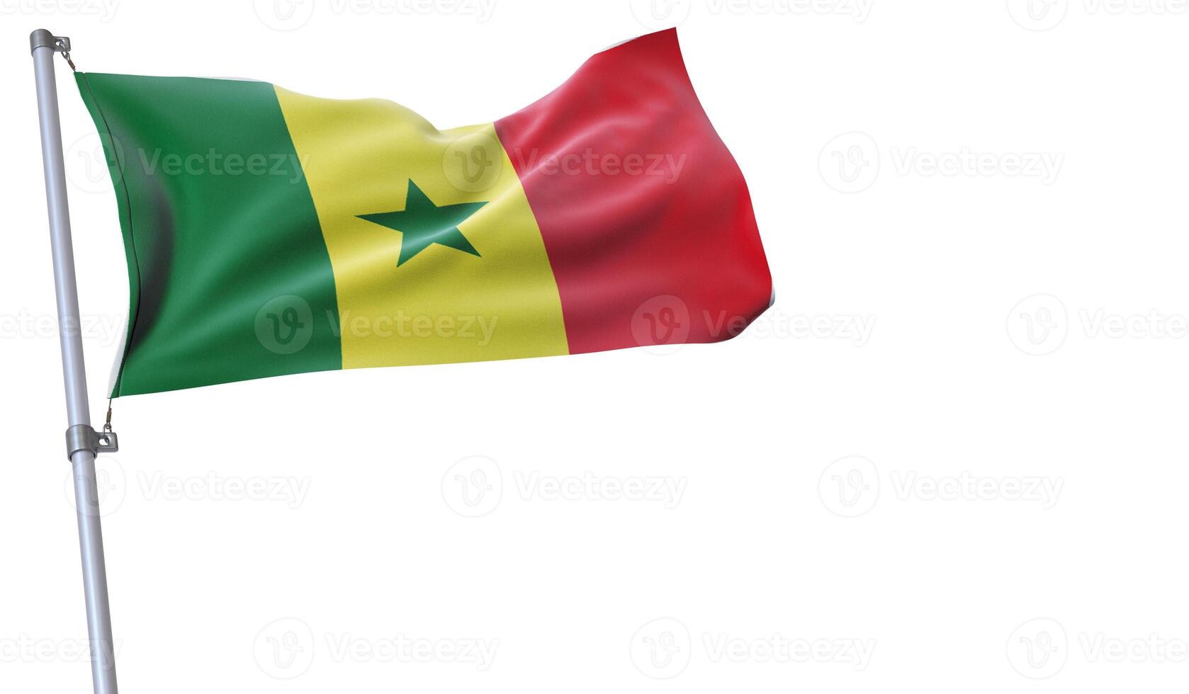 a flag is waving in the wind of Senegal on a white background photo