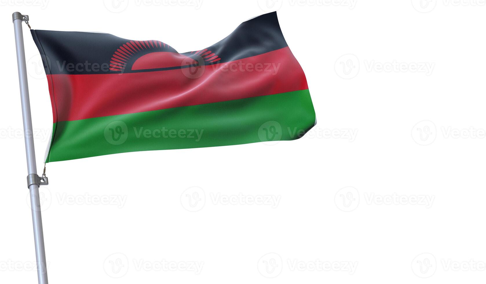 a flag is waving in the wind of Malawi on a white background photo