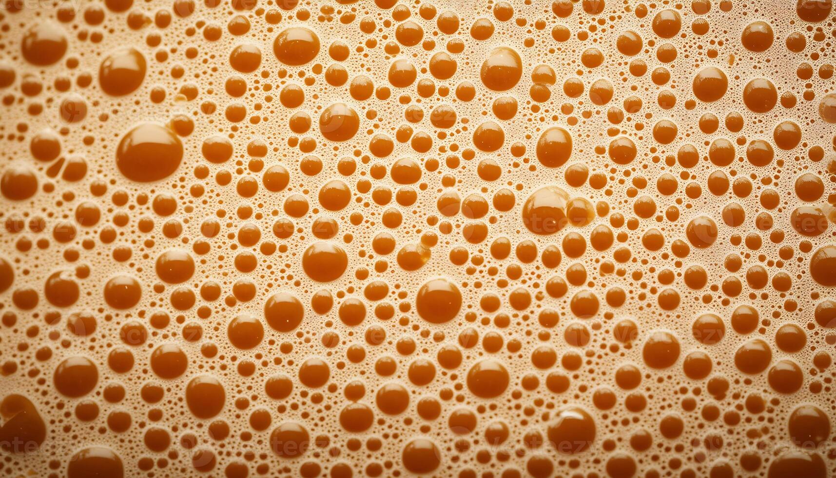 Close-up of frothy bubbles on the surface of a freshly brewed coffee photo