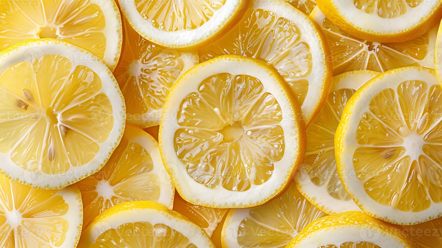 Close-up photograph of a variety of lemon slices with vibrant colors and intricate details. photo