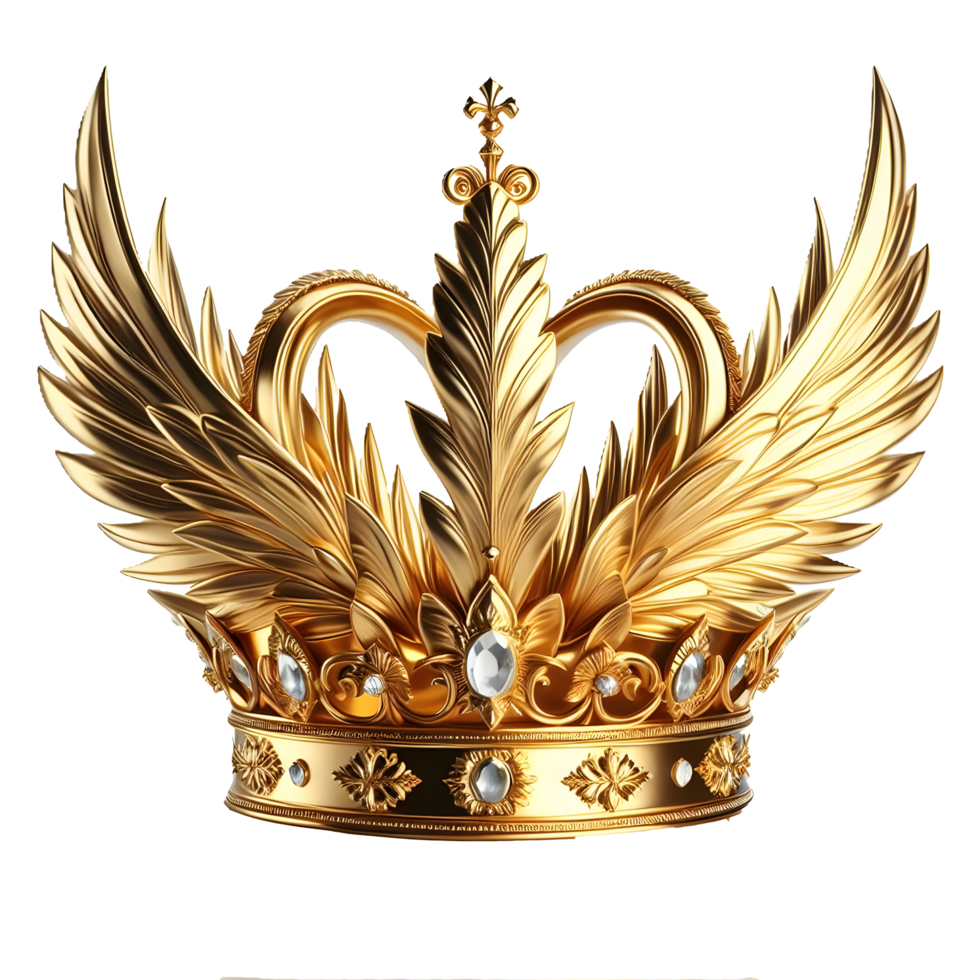 Gold crown with diamonds transparent background png