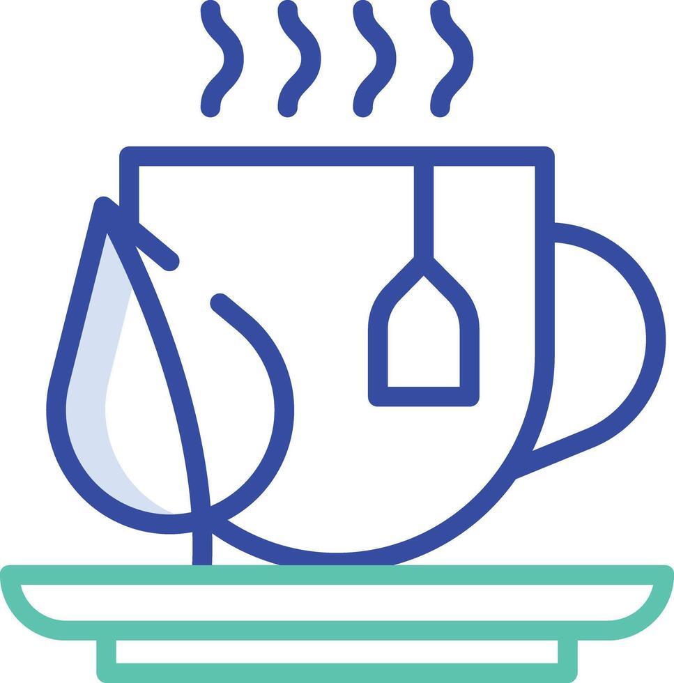green tea outline color illustration vector