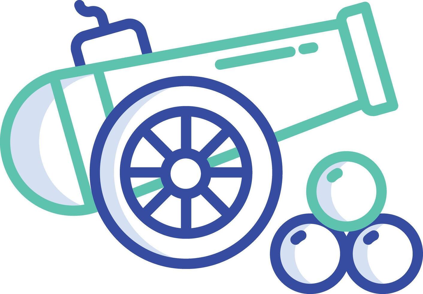 Cannon outline color illustration vector