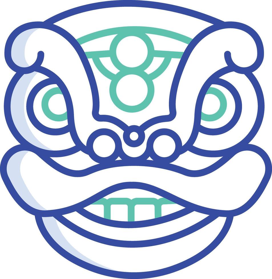 Chinese Lion outline color illustration vector