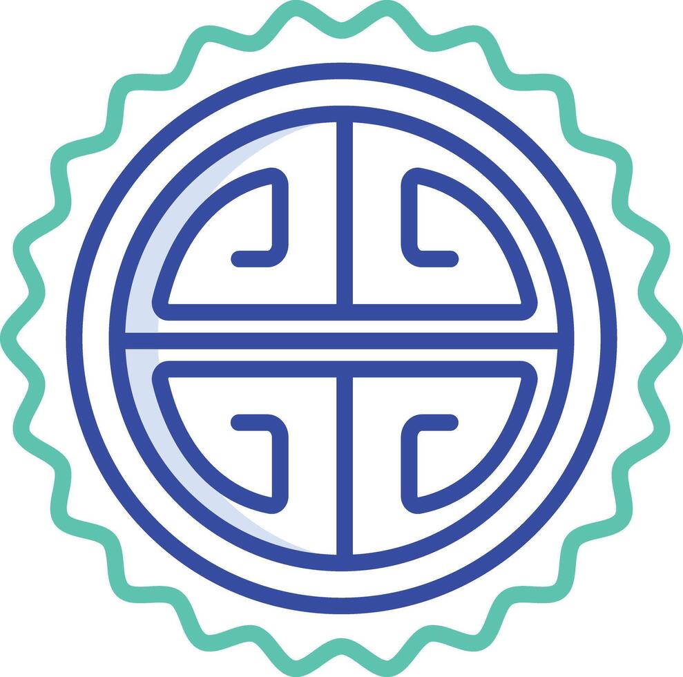 Moon Cake outline color illustration vector