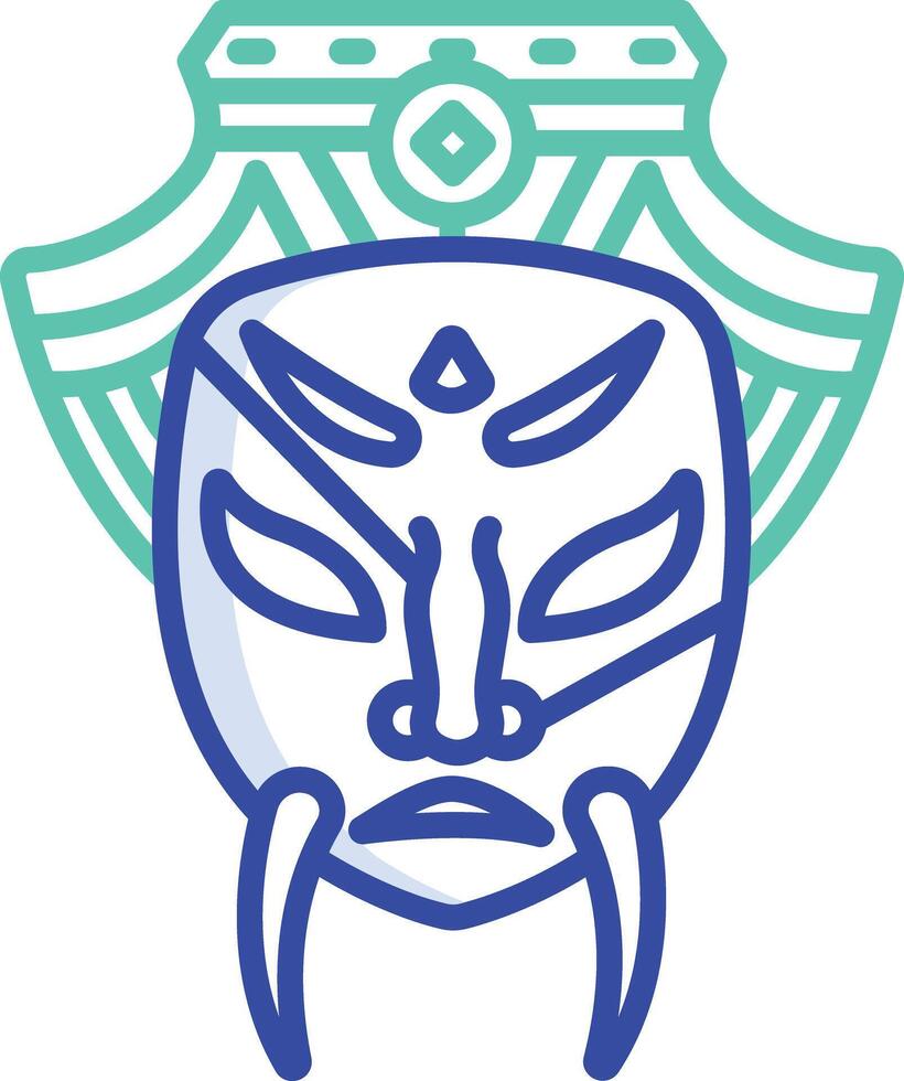 Chinese Mask outline color illustration vector