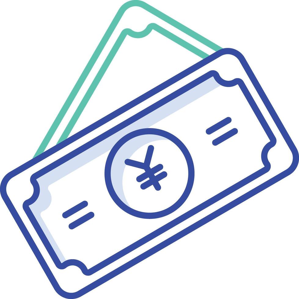 Chinese money outline color illustration vector