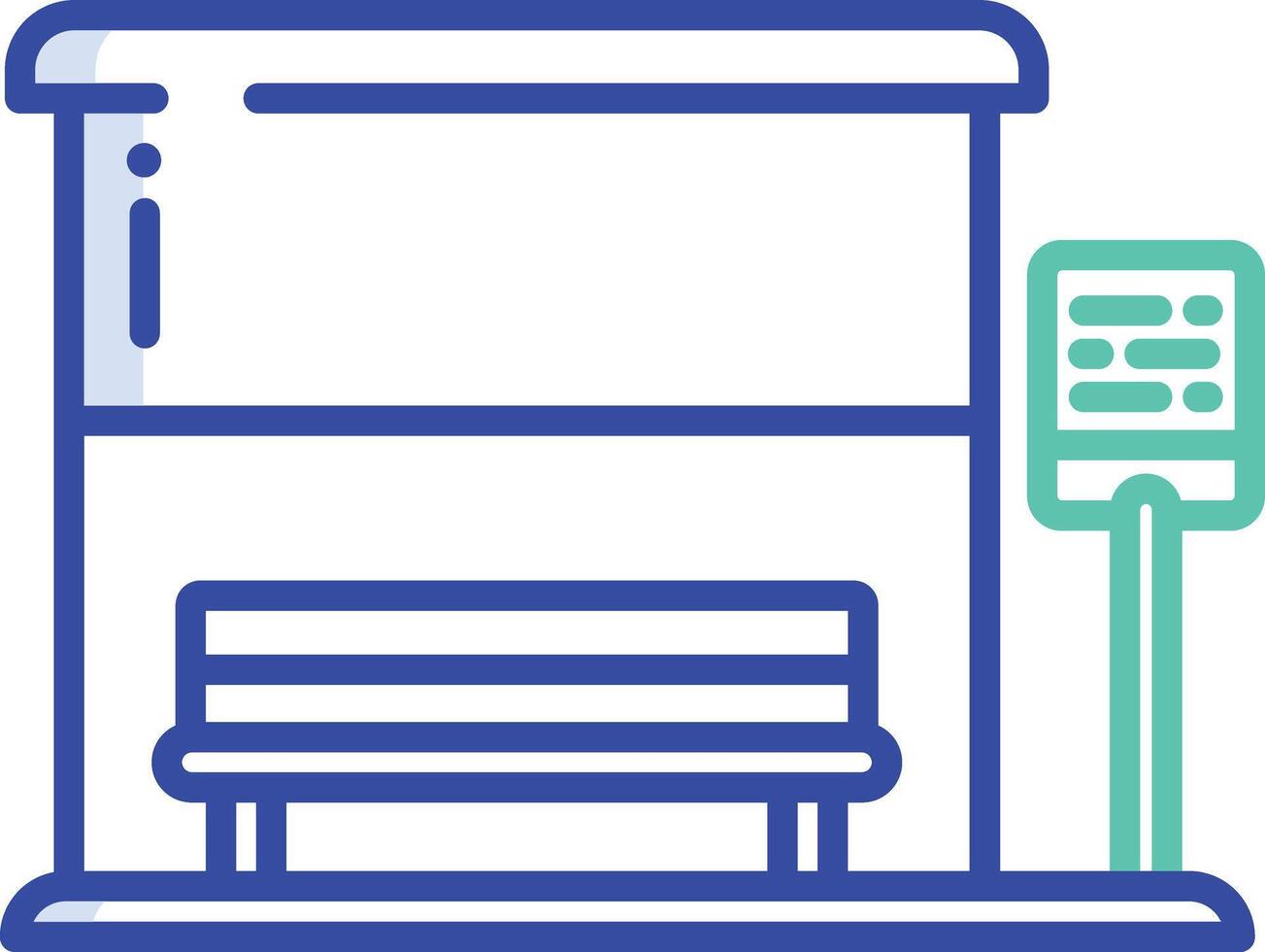 Bus Stop outline color illustration vector
