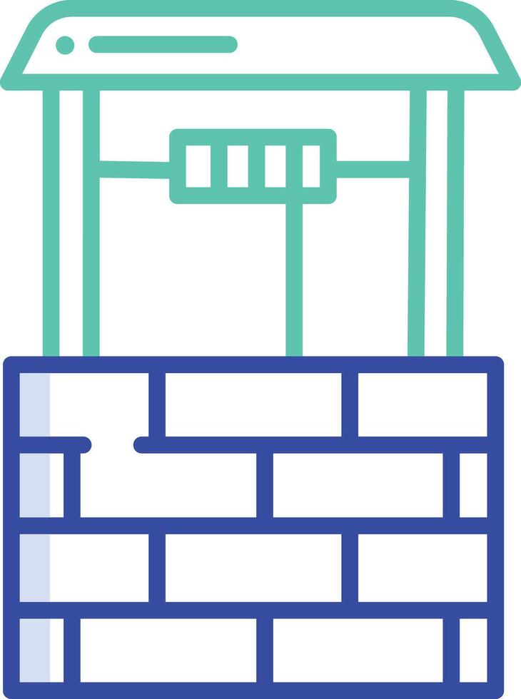 Water well outline color illustration vector