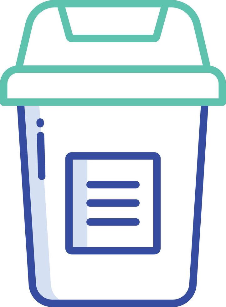 Trash Bin outline color illustration vector
