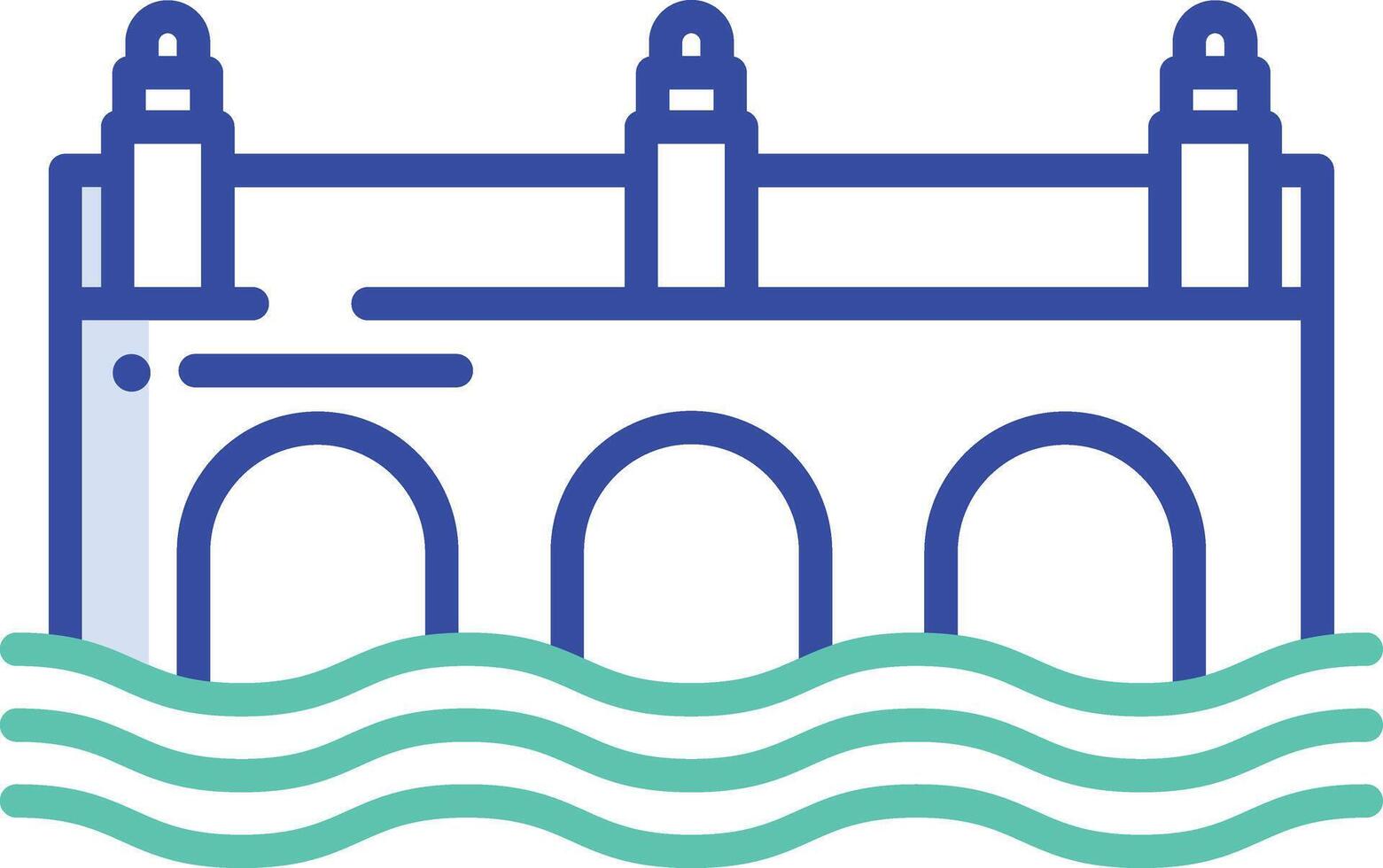 Bridge outline color illustration vector