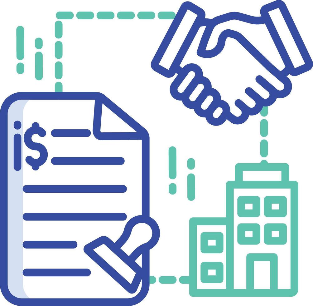 Corporate Contract outline color illustration vector