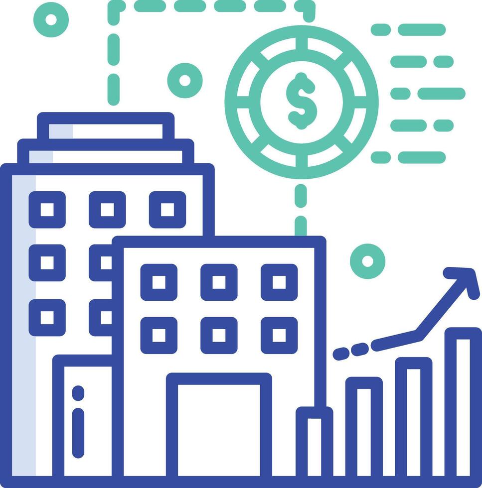 business growth outline color illustration vector