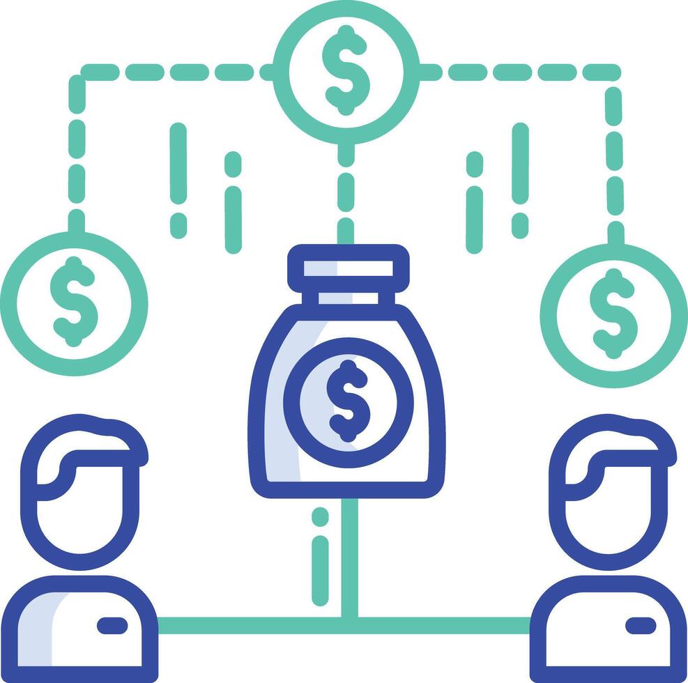 Equity crowdfunding outline color illustration vector