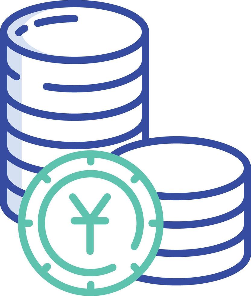 Yuan coin outline color illustration vector