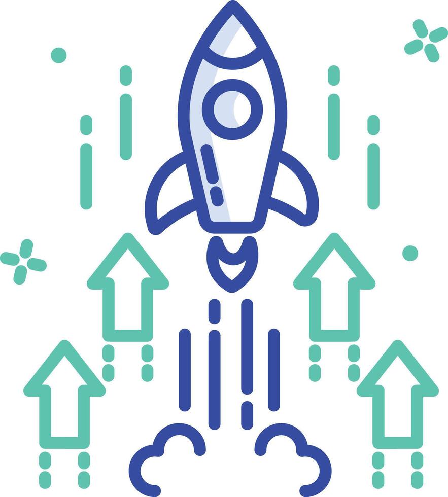 Startup launch outline color illustration vector