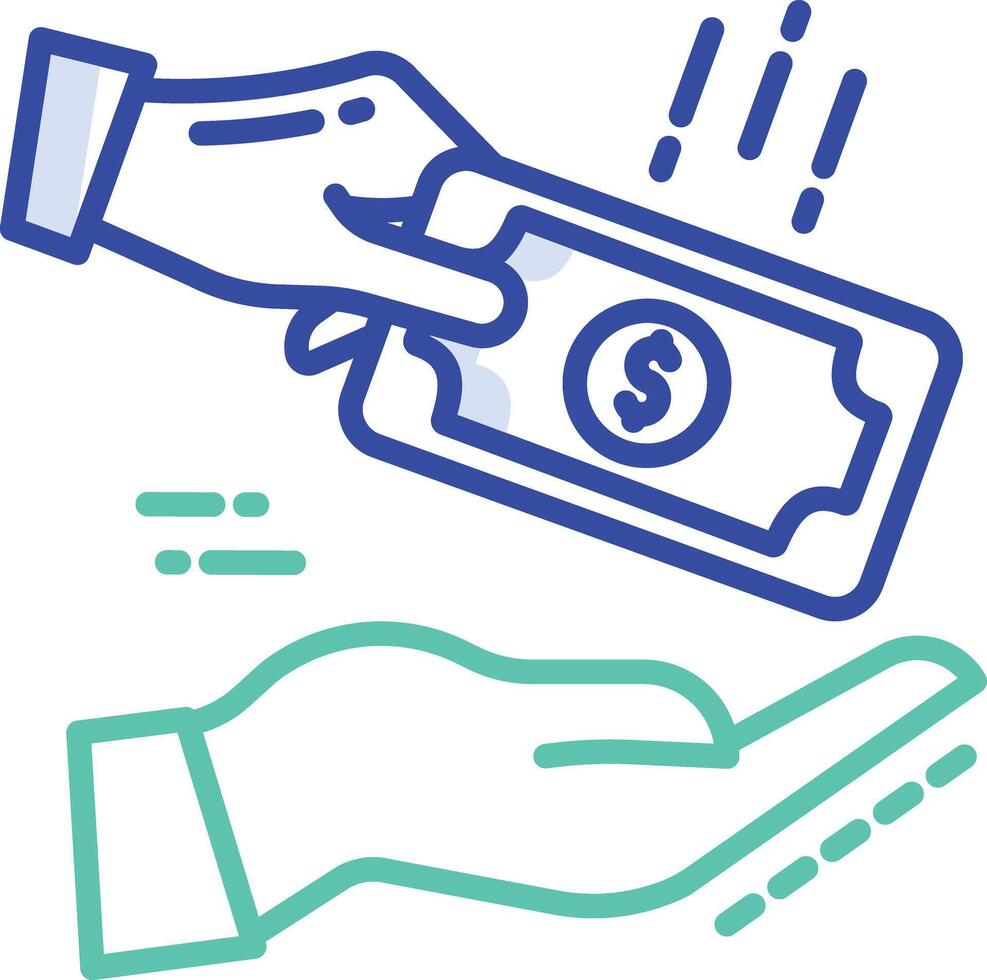Donate money outline color illustration vector