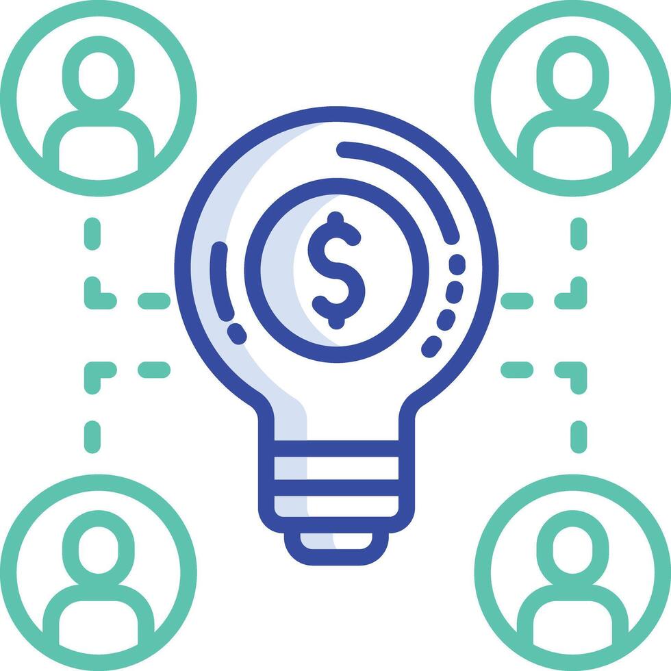 Crowdfunding idea outline color illustration vector