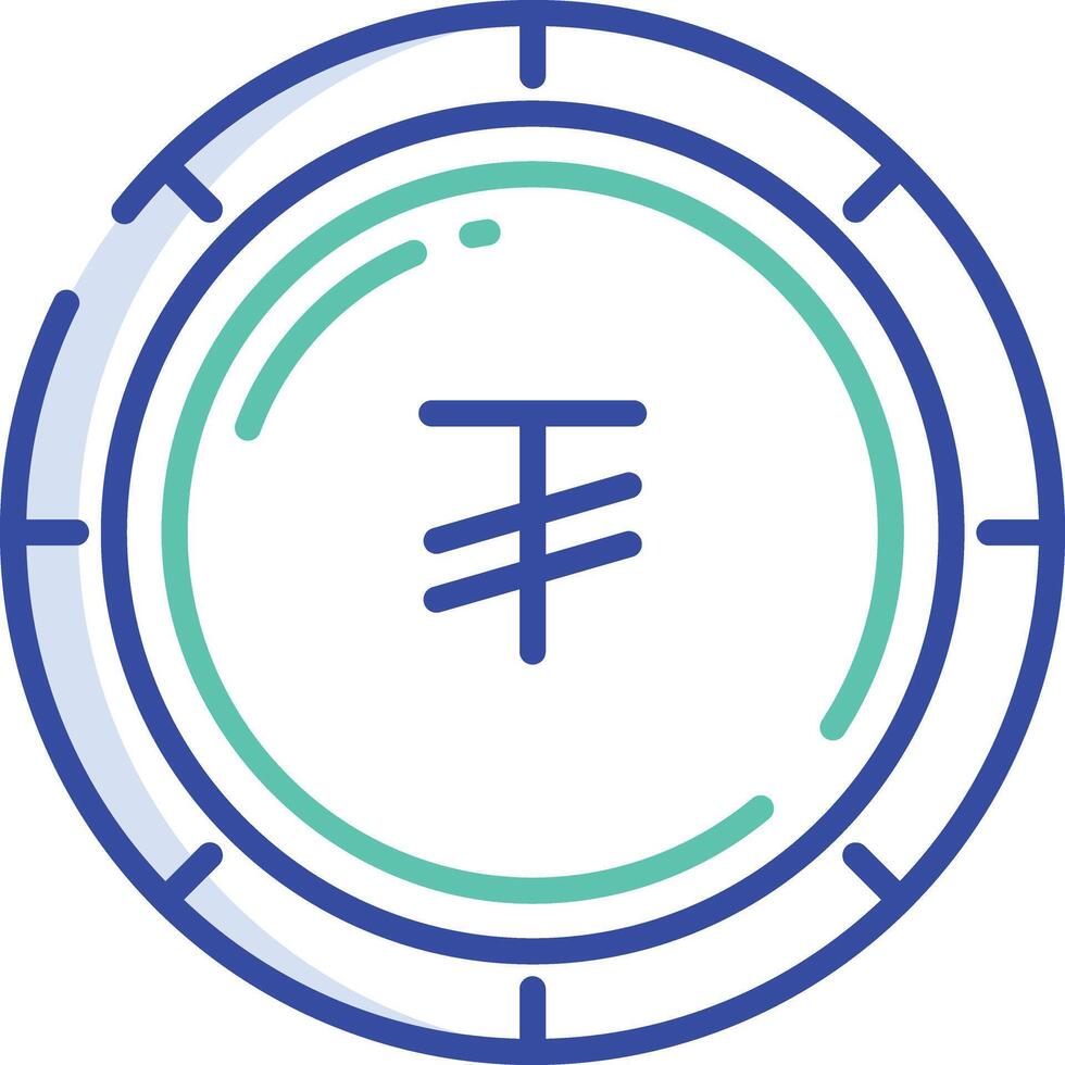 Tugrik coin outline color illustration vector