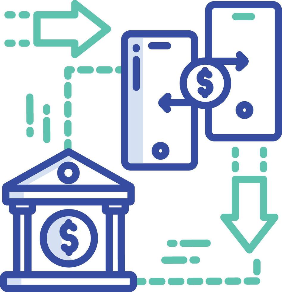 money transfer outline color illustration vector