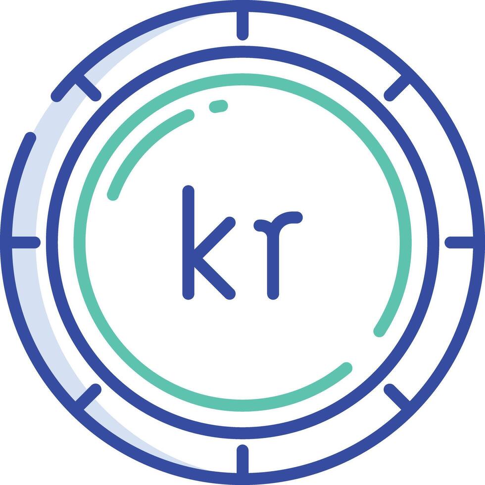 Krone coin outline color illustration vector