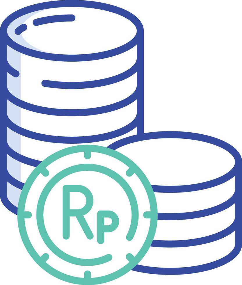 Indonesian Rupiah coin outline color illustration vector