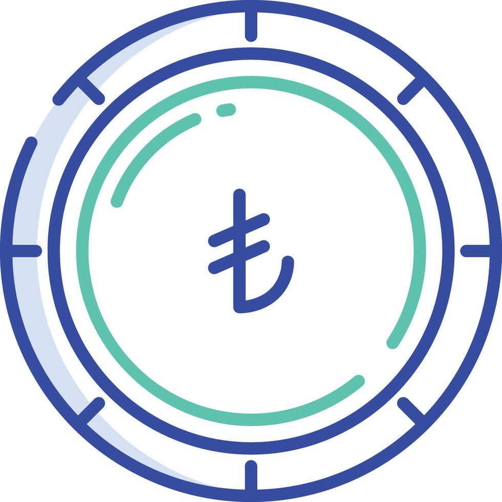 Lira coin outline color illustration vector