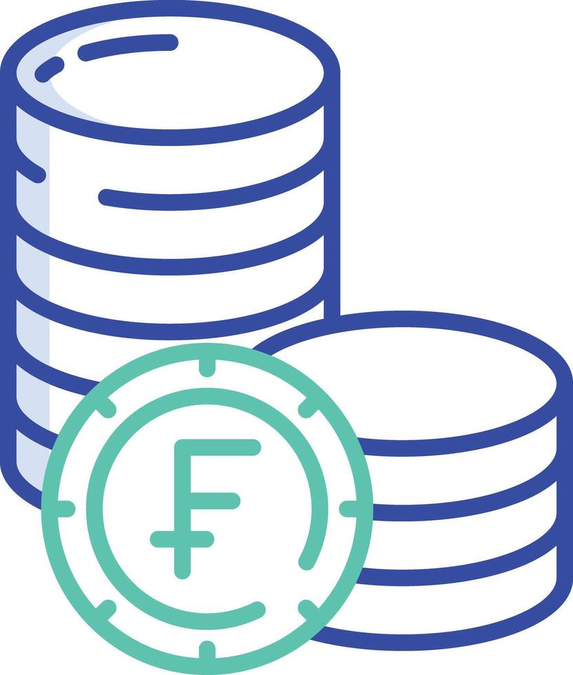 Swiss Franc coin outline color illustration vector