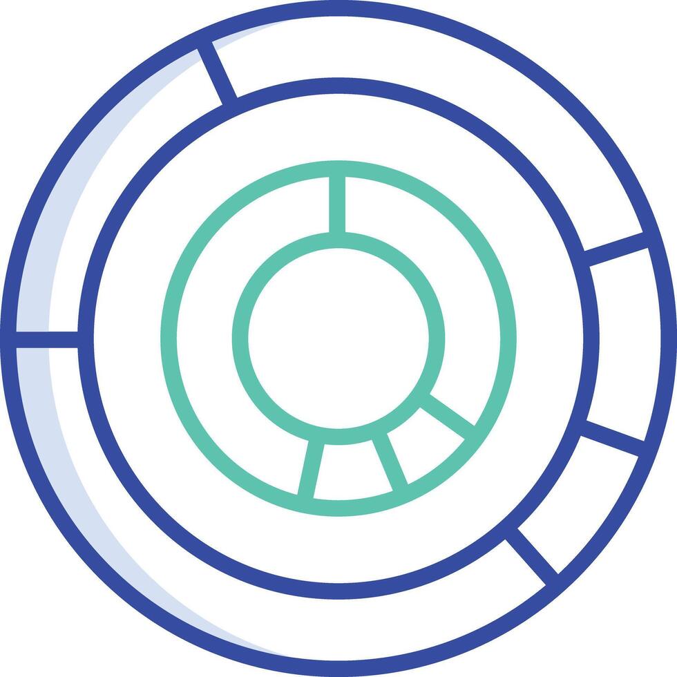 Donut Chart outline color illustration vector