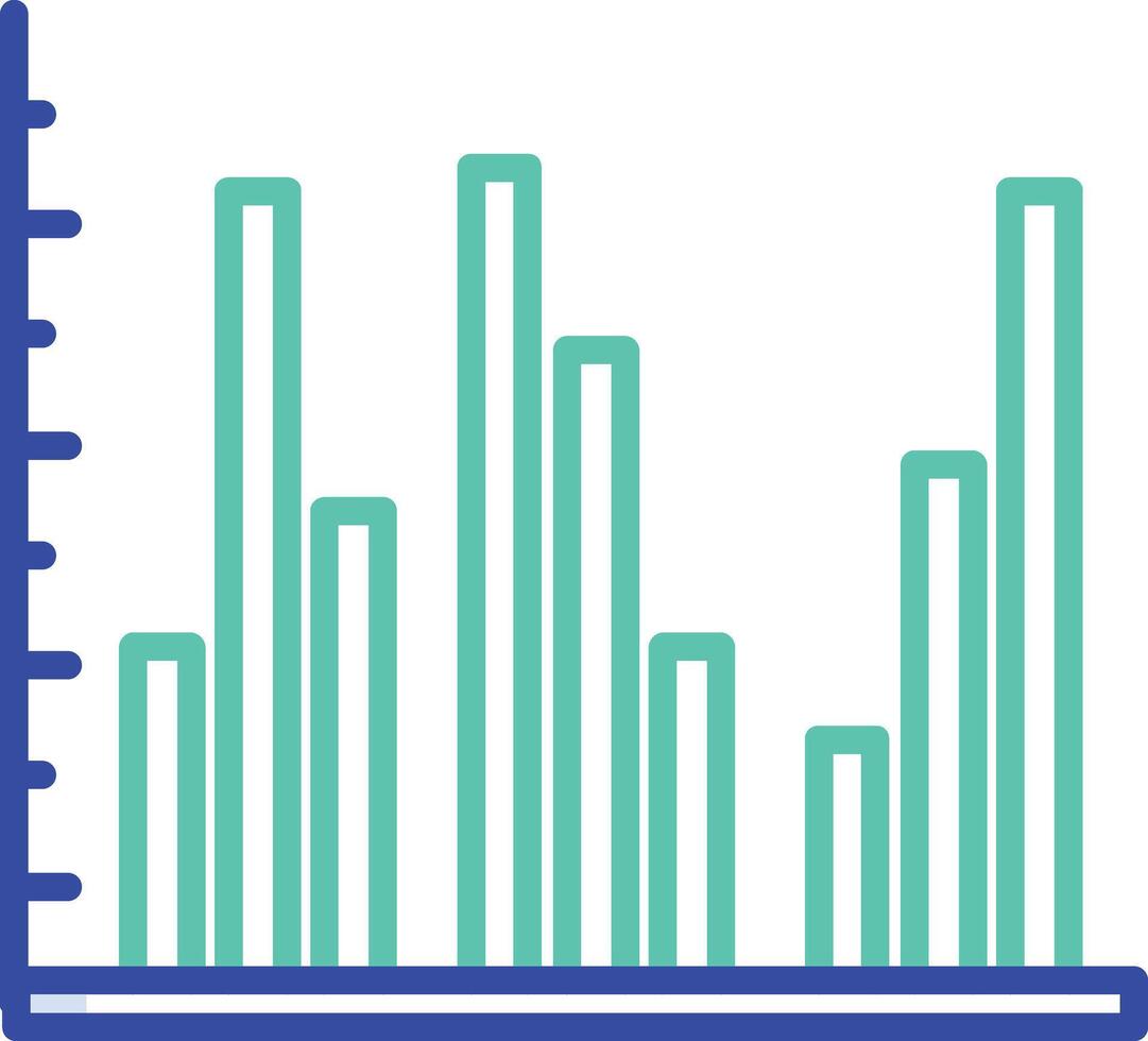 Bar chart outline color illustration vector