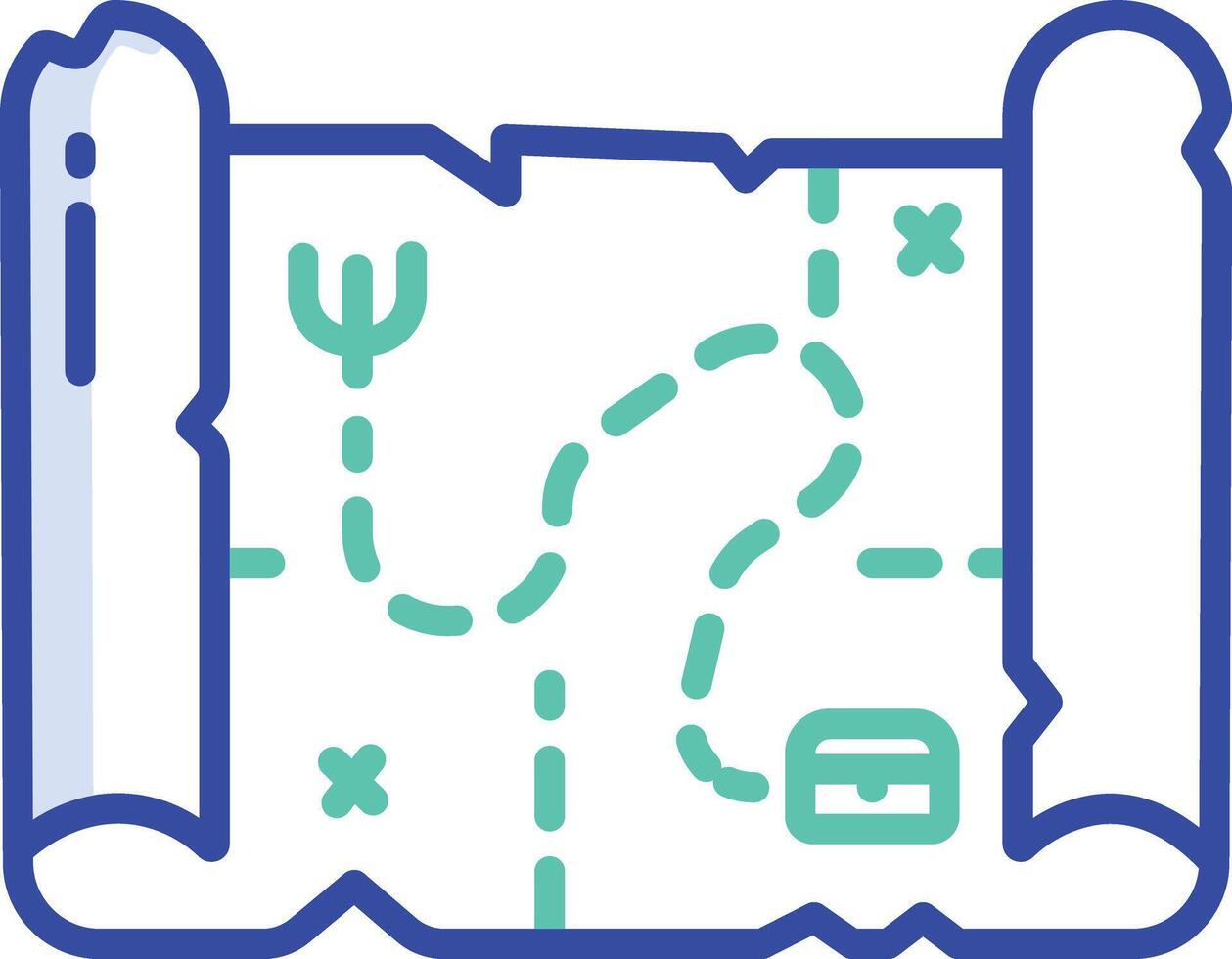 Treasure Map outline color illustration vector
